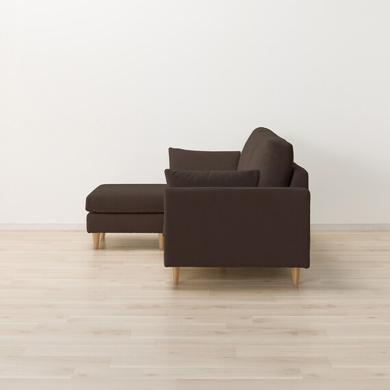 傷・汚れに強い カウチソファ 布張りタイプ (CS03 Nシールド DBR/木脚LBR) 13枚目画像