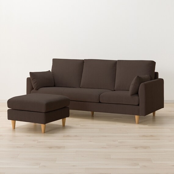 傷・汚れに強い カウチソファ 布張りタイプ (CS03 Nシールド DBR/木脚LBR) 19枚目画像