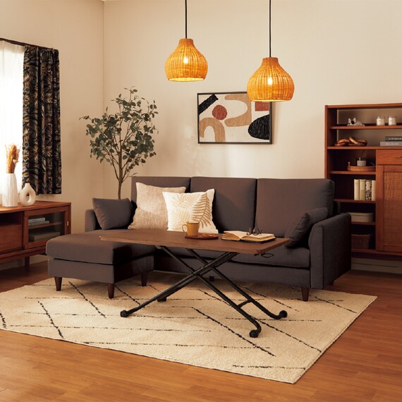 傷・汚れに強い カウチソファ 布張りタイプ (CS03 Nシールド DBR/木脚MBR) 22枚目画像