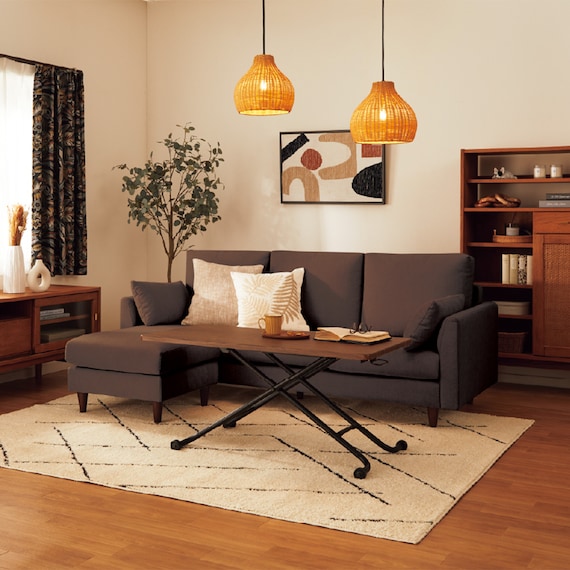 傷・汚れに強い カウチソファ 布張りタイプ (CS03 Nシールド DBR/木脚MBR) 22枚目画像