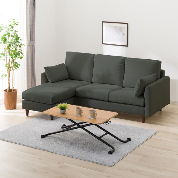 カウチソファ 布張りタイプ (CS03 GR/木脚MBR) 1枚目画像