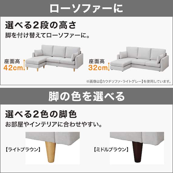 2人掛けソファ 布張りタイプ (CS03 両肘 GR/木脚MBR) 4枚目画像