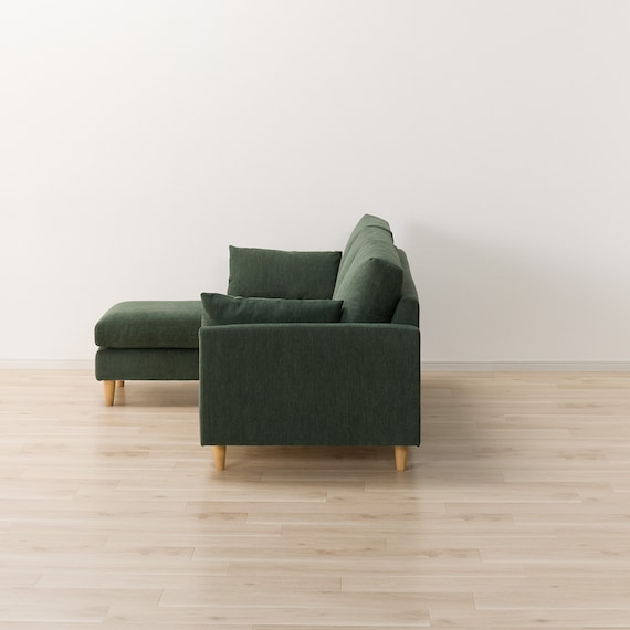 傷・汚れに強い カウチソファ 布張りタイプ (CS03 Nシールド GR/木脚LBR) 12枚目画像