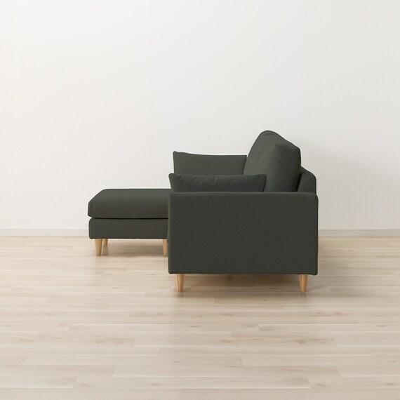 傷・汚れに強い カウチソファ 布張りタイプ (CS03 Nシールド GR/木脚LBR) 13枚目画像