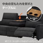 3人掛け電動リクライニングソファ + テーブルユニット 布張りタイプ (KK6133 LGY) 3枚目画像