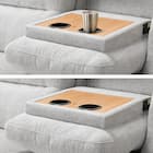 3人掛け電動リクライニングソファ + テーブルユニット 布張りタイプ (KK6133 LGY) 12枚目画像