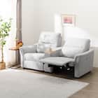 2人掛け電動リクライニングソファ + 収納ユニット 布張りタイプ (KK6133 LGY) 1枚目画像