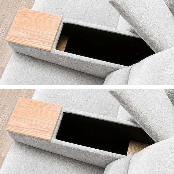 2人掛け電動リクライニングソファ + 収納ユニット 布張りタイプ (KK6133 LGY) 10枚目画像