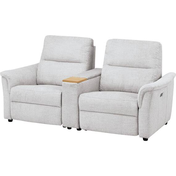 2人掛け電動リクライニングソファ + 収納ユニット 布張りタイプ (KK6133 LGY) 11枚目画像