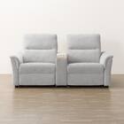 2人掛け電動リクライニングソファ + 収納ユニット 布張りタイプ (KK6133 LGY) 12枚目画像