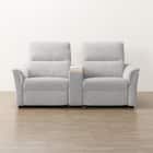 2人掛け電動リクライニングソファ + 収納ユニット 布張りタイプ (KK6133 LGY) 12枚目画像