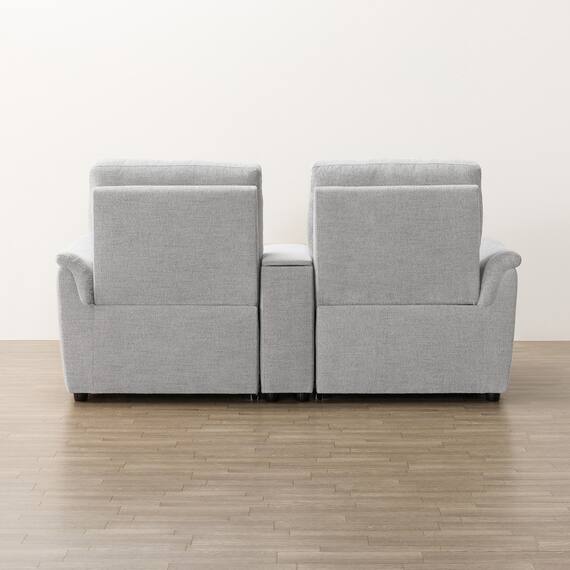 2人掛け電動リクライニングソファ + 収納ユニット 布張りタイプ (KK6133 LGY) 13枚目画像