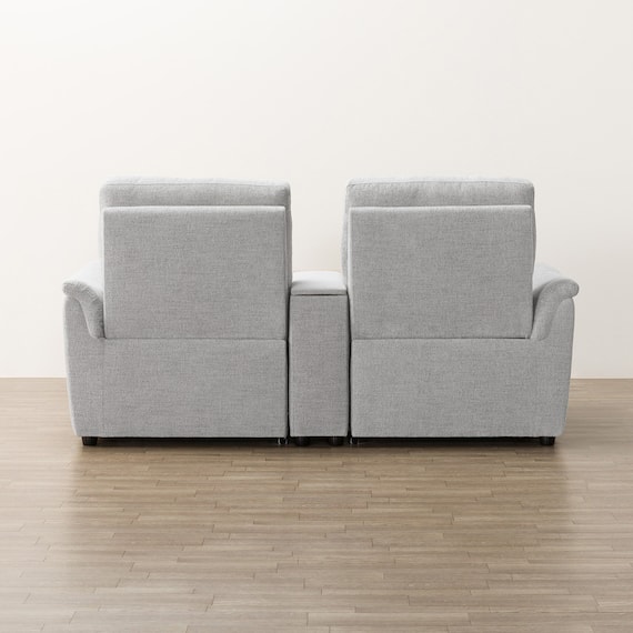 2人掛け電動リクライニングソファ + 収納ユニット 布張りタイプ (KK6133 LGY) 13枚目画像