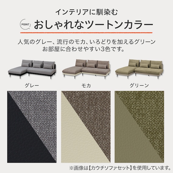 カウチソファセット 布張りタイプ(SV05 GY) 3枚目画像