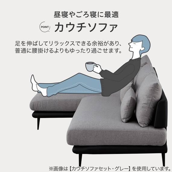 カウチソファセット 布張りタイプ(SV05 GY) 5枚目画像