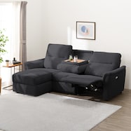 電動リクライニングソファ+収納カウチ+テーブルユニット 布張りタイプ (KK6133)