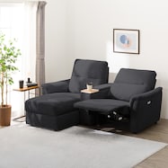 2人掛け電動リクライニングソファ+収納カウチ+収納ユニット 布張りタイプ (KK6133)