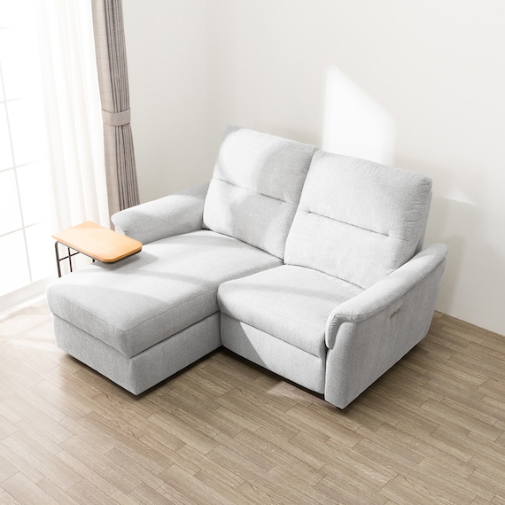 2人掛け電動リクライニングソファ+収納カウチソファセット 布張りタイプ (KK6133 右カウチ LGY) 10枚目画像