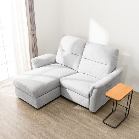 2人掛け電動リクライニングソファ＋収納カウチソファセット 布張りタイプ (KK6133 右カウチ LGY) 11枚目画像