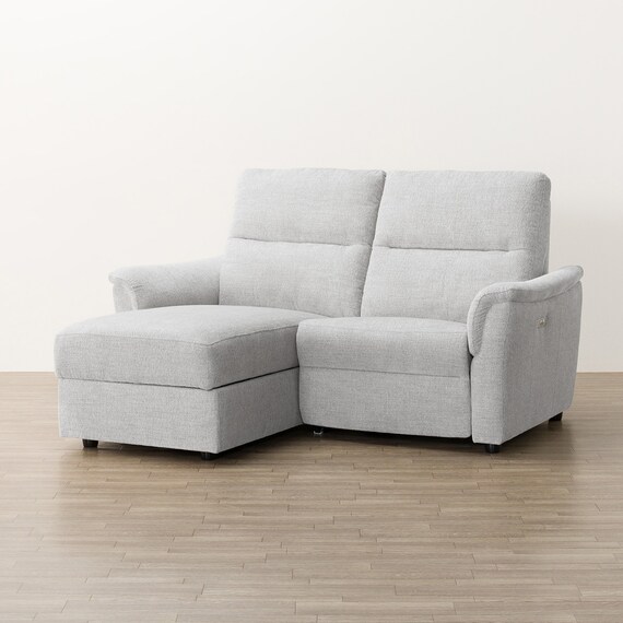 2人掛け電動リクライニングソファ＋収納カウチソファセット 布張りタイプ (KK6133 右カウチ LGY) 12枚目画像