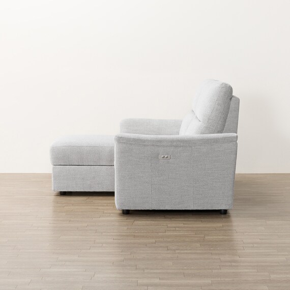 2人掛け電動リクライニングソファ＋収納カウチソファセット 布張りタイプ (KK6133 右カウチ LGY) 14枚目画像