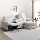 2人掛け電動リクライニングソファ + 収納カウチ + テーブルユニット 布張りタイプ (KK6133 左カウチ LGY) 1枚目画像