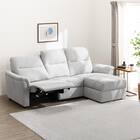 2人掛け電動リクライニングソファ + 収納カウチ + テーブルユニット 布張りタイプ (KK6133 左カウチ LGY) 7枚目画像