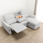 2人掛け電動リクライニングソファ + 収納カウチ + テーブルユニット 布張りタイプ (KK6133 左カウチ LGY) 12枚目画像