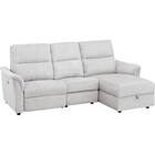 2人掛け電動リクライニングソファ + 収納カウチ + テーブルユニット 布張りタイプ (KK6133 左カウチ LGY) 14枚目画像