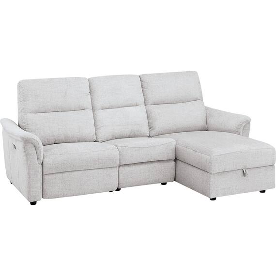 2人掛け電動リクライニングソファ + 収納カウチ + テーブルユニット 布張りタイプ (KK6133 左カウチ LGY) 14枚目画像