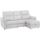 2人掛け電動リクライニングソファ + 収納カウチ + テーブルユニット 布張りタイプ (KK6133 左カウチ LGY) 14枚目画像