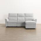 2人掛け電動リクライニングソファ + 収納カウチ + テーブルユニット 布張りタイプ (KK6133 左カウチ LGY) 15枚目画像