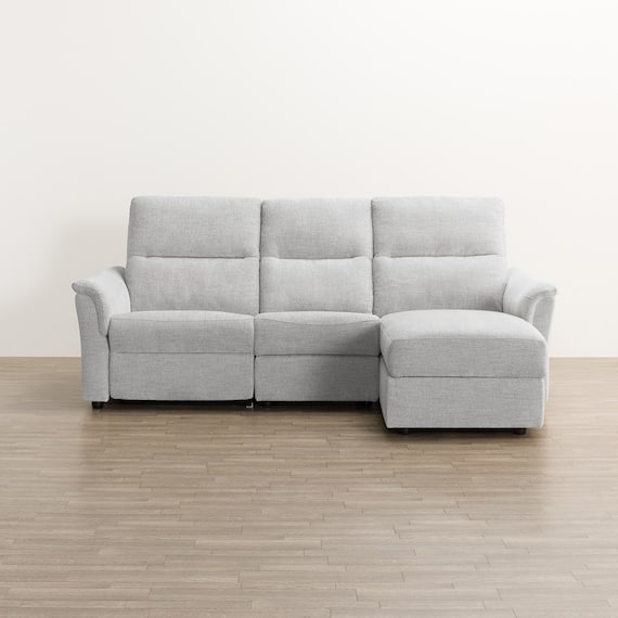 2人掛け電動リクライニングソファ + 収納カウチ + テーブルユニット 布張りタイプ (KK6133 左カウチ LGY) 15枚目画像