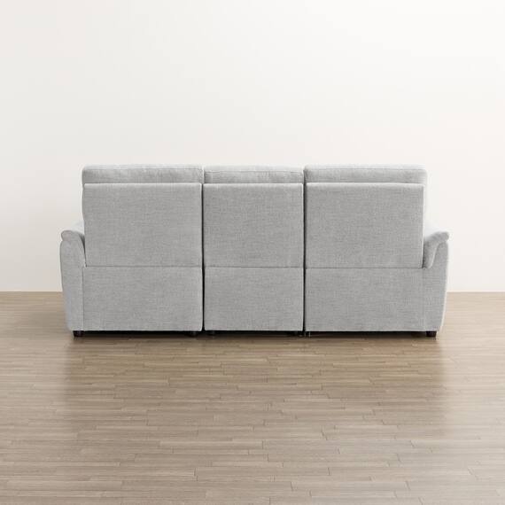 2人掛け電動リクライニングソファ + 収納カウチ + テーブルユニット 布張りタイプ (KK6133 左カウチ LGY) 16枚目画像