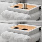 2人掛け電動リクライニングソファ + 収納カウチ + テーブルユニット 布張りタイプ (KK6133 左カウチ LGY) 17枚目画像