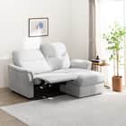 2人掛け電動リクライニングソファ+収納カウチソファセット 布張りタイプ (KK6133 左カウチ LGY) 1枚目画像