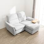 2人掛け電動リクライニングソファ＋収納カウチソファセット 布張りタイプ (KK6133 左カウチ LGY) 10枚目画像