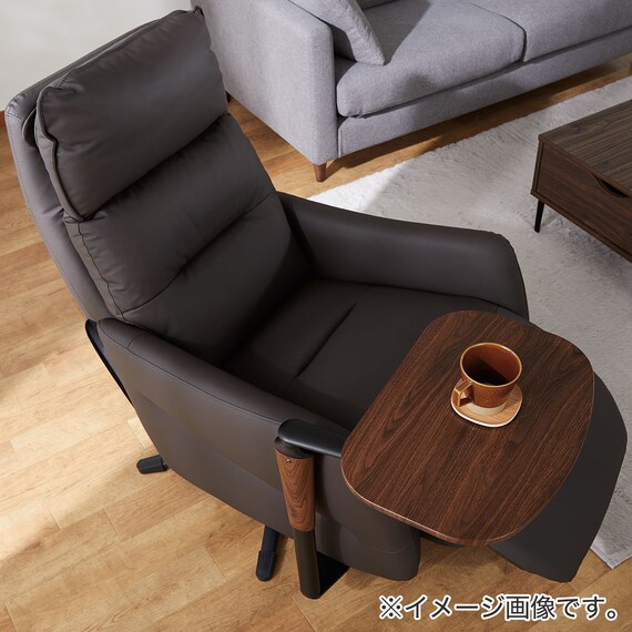 電動リクライニングパーソナルチェア + テーブルセット 本革(一部合成皮革)タイプ (LE01-3 2モーター BK + LE01専用テーブル MBR) 26枚目画像