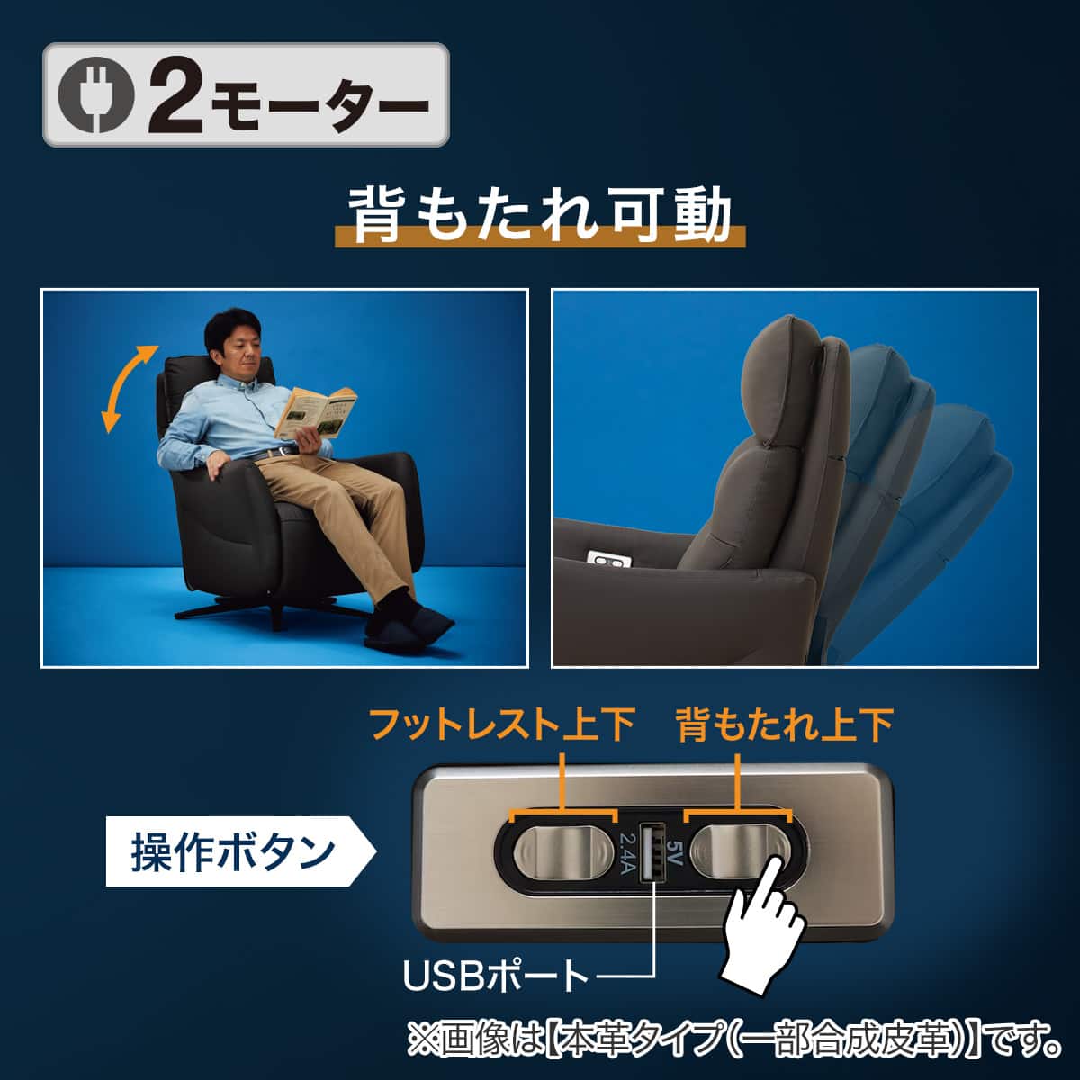 電動リクライニングパーソナルチェア 布張りタイプ (LE01-3 2モーター