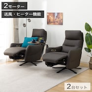 電動リクライニングパーソナルチェア2台セット 本革(一部合成皮革)タイプ (LE01-3 2モーター ヒーター&送風)