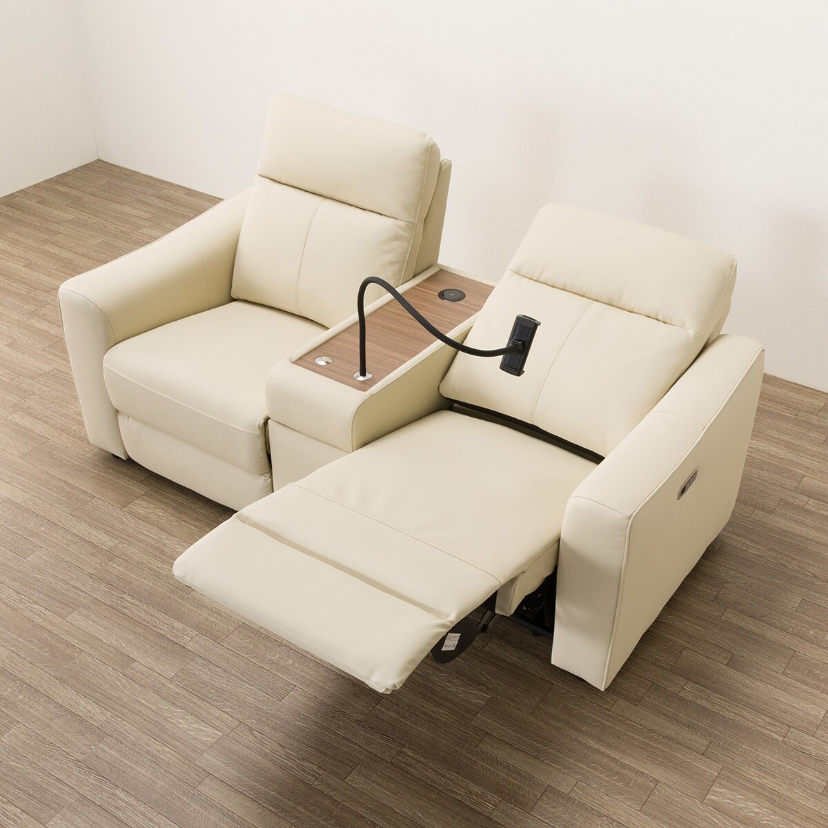 2人掛け電動リクライニングソファ＋収納ユニットセット 本革(一部合成