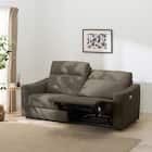 2人掛け電動リクライニングワイドソファ 本革(一部合成皮革)タイプ (UM04 DGY) 1枚目画像