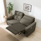 2人掛け電動リクライニングワイドソファ 本革(一部合成皮革)タイプ (UM04 DGY) 5枚目画像