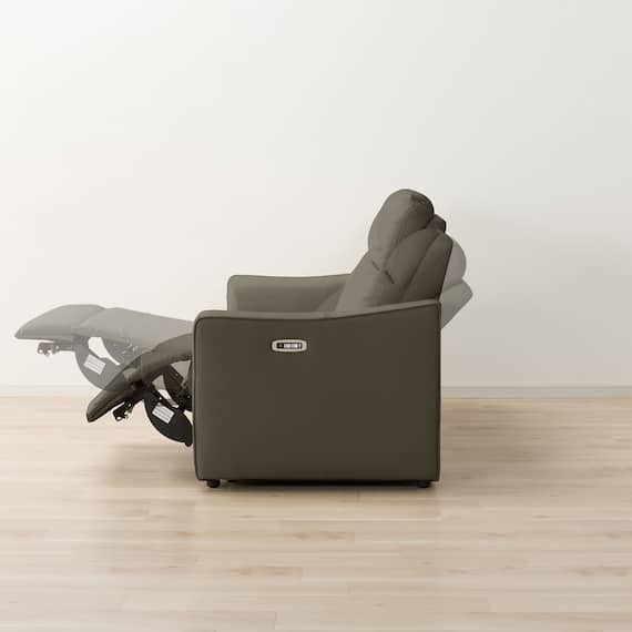 2人掛け電動リクライニングワイドソファ 本革(一部合成皮革)タイプ (UM04 DGY) 11枚目画像