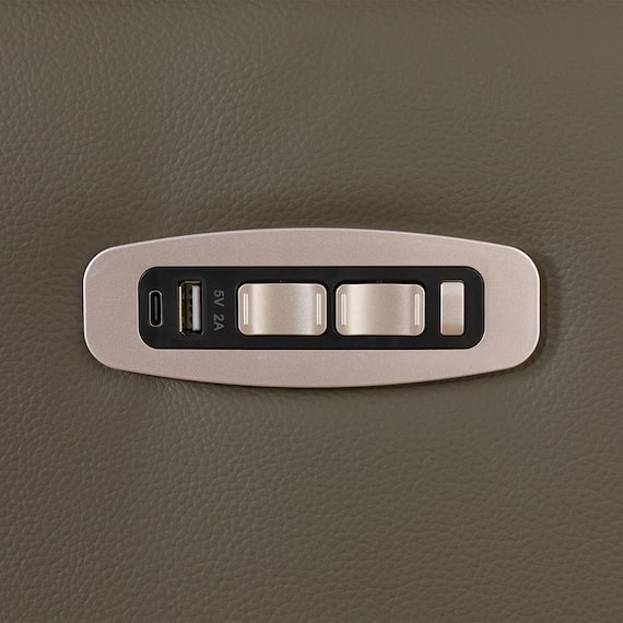 2人掛け電動リクライニングワイドソファ 本革(一部合成皮革)タイプ (UM04 DGY) 14枚目画像