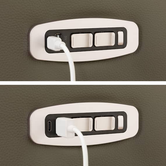 2人掛け電動リクライニングワイドソファ 本革(一部合成皮革)タイプ (UM04 DGY) 15枚目画像