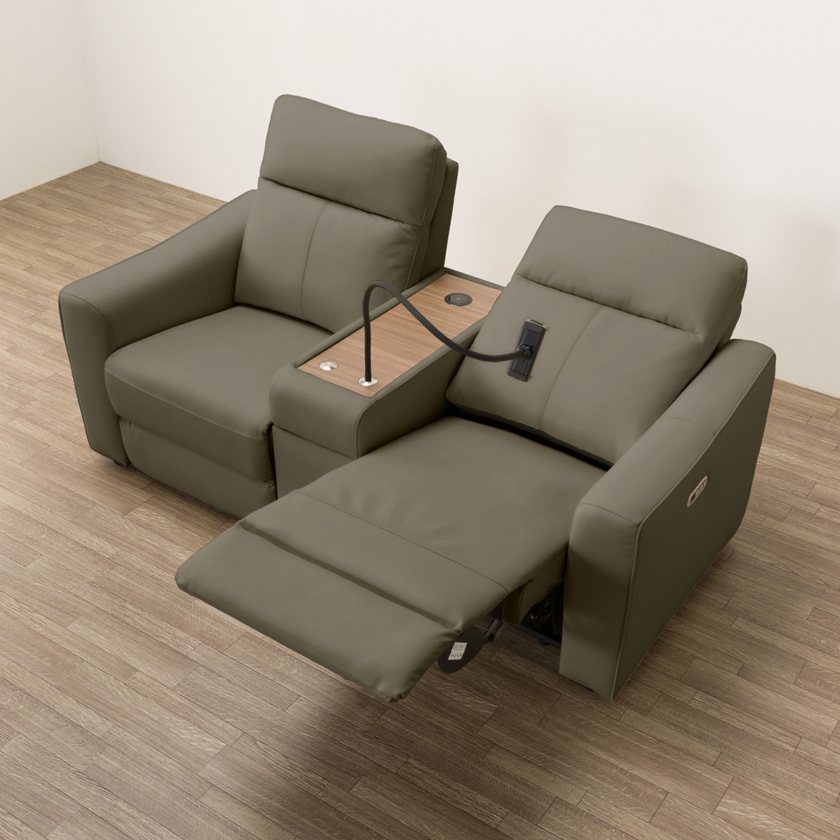 新品タグ付き 72万 24AW アキレスイオンガブリエル レザー セットアップ 2人掛け電動リクライニングソファ＋収納ユニットセット 本革(一部合成