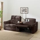 2人掛け電動リクライニングワイドソファ＋収納ユニットセット 本革(一部合成皮革)タイプ (UM04 WSB DBR) 1枚目画像