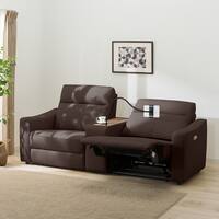 2人掛け電動リクライニングワイドソファ＋収納ユニットセット 本革(一部合成皮革)タイプ (UM04 WSB DBR)