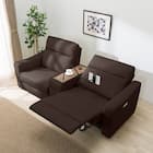 2人掛け電動リクライニングワイドソファ+収納ユニットセット 本革(一部合成皮革)タイプ (UM04 WSB DBR) 6枚目画像